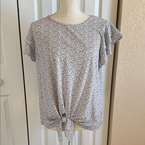 Adrianna Papell Black and White Tie-Front Top